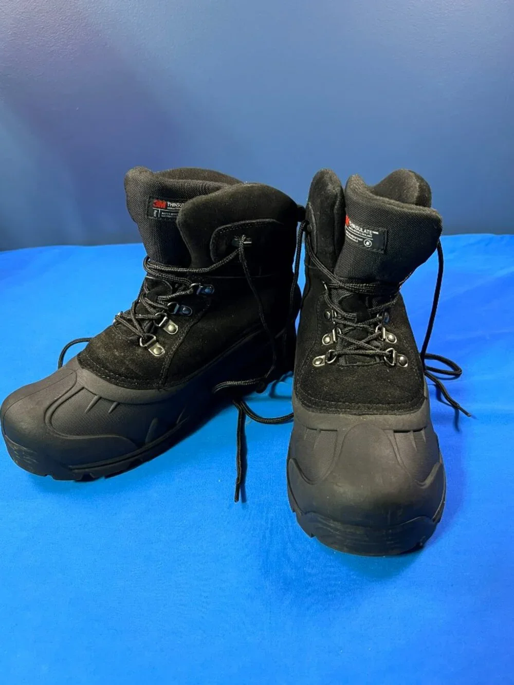 Falls Creek Blizzard Black Suede Thinsulate LaceUp Snow Winter Boots mens Sz 10
